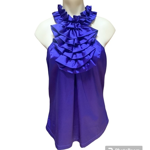 Blaque Label Tops - BLAQUE Label Purple Ruffle Silky Tank Top Blouse